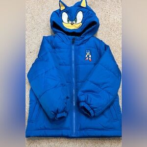 Kids Blue Character Hooded Puffer Jacket